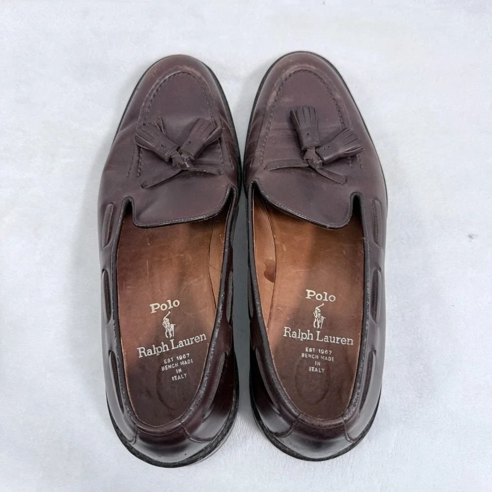 Polo Ralph Lauren Calf Tessel Loafer Dress Shoes Mens 9.5 D Brown Leather